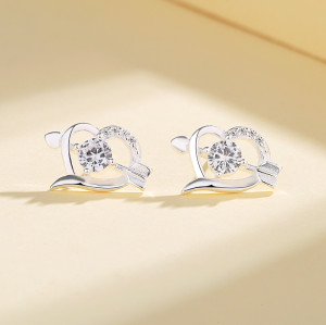 Fine Jewelry For Women Cubic Zirconia 925 Sterling Silver Heart Shaped Pattern Fashionable Earrings