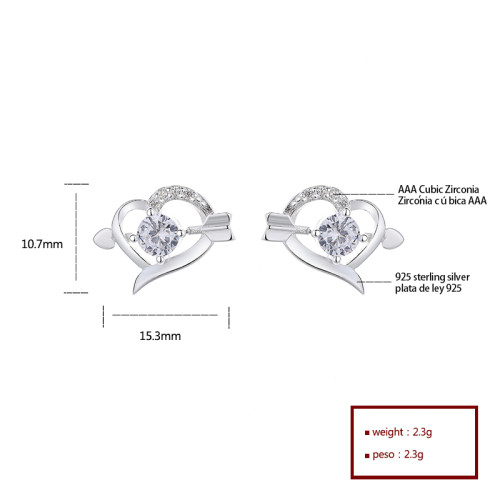 Joyas finas retro 925 pendientes de diseñador de patrones en forma de corazón de plata esterlina