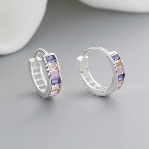 Accesorios HD al por mayor 925 joyas de Zirconia cúbica de plata esterlina huggie pendientes 925