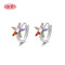 Fine Jewelry For Women Five Pointed Star Pattern Vintage Cubic Zirconia Silver Earrings 925 Sterling
