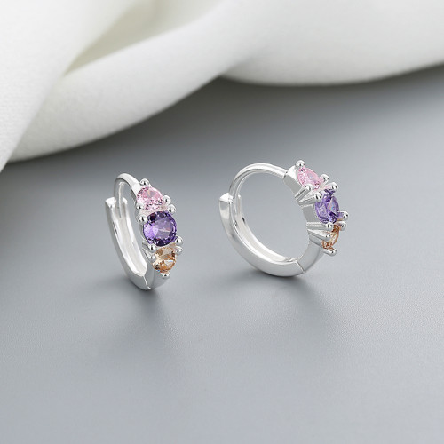 2024 New Arrival Fashion Jewelry For Women Minimalist Multizircon 925 Silver Huggies Earrings