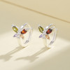 Fashion Jewelry For Ladies Cubic Zirconia Colorful Butterfly Pattern 925 Silver Huggies Earrings