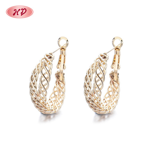 Vintage Style Double Layered Cz Jewelry Custom Made Wholesale Gold Hoops Earrings 18K