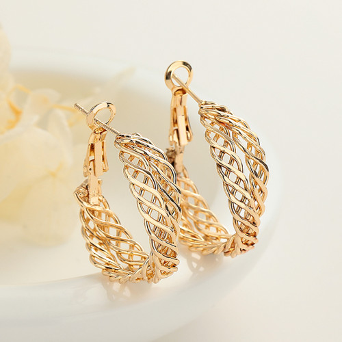 Vintage Style Double Layered Cz Jewelry Custom Made Wholesale Gold Hoops Earrings 18K