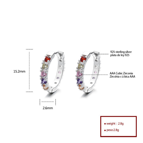 Wholesale Custom 925 Sterling Silver Colored Multi Zirconia Huggies With Dangle Earrings