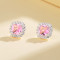 High-Quality Elegance Square Fine Jewelry Cubic Zirconia Pink 925 Sterling Silver Earrings Studs