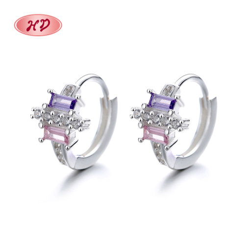 Fine Jewelry Women Wedding Vintage Cubic Zirconia Huggies Earring Silver 925