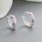 Fine Jewelry For Ladies Elegant Cubic Zirconia Colorful Huggie Earrings 925 Sterling Silver