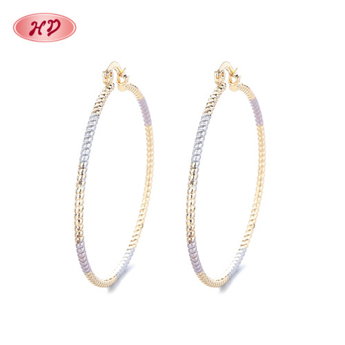 Joyería de estilo retro al por mayor 18k oro personalizado sin pendientes moda Hoop pendientes