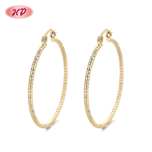 HD Fashion Custom 18k Gold Jewelry wholesale Gold Hoop pendientes