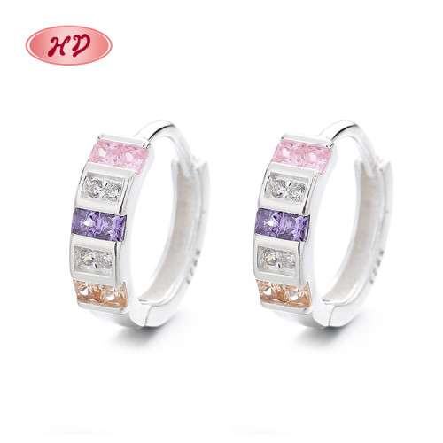 Estilo retro femenino 925 joyas personalizadas de zircon de plata esterlina CZ Hoop huggie