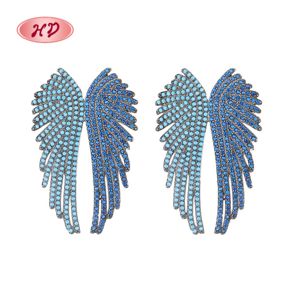 Heng Dian Wholesale New Arrival Blue Wind Pattern Classic Vintage Fashion Jewelry Stud Earrings