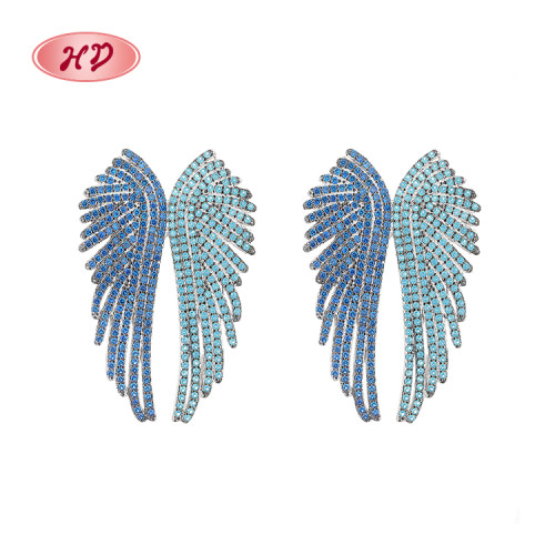 925 Sterling Silver Cubic Zirconia Blue Wind Pattern Classic Vintage Fashion Jewelry Stud Earrings