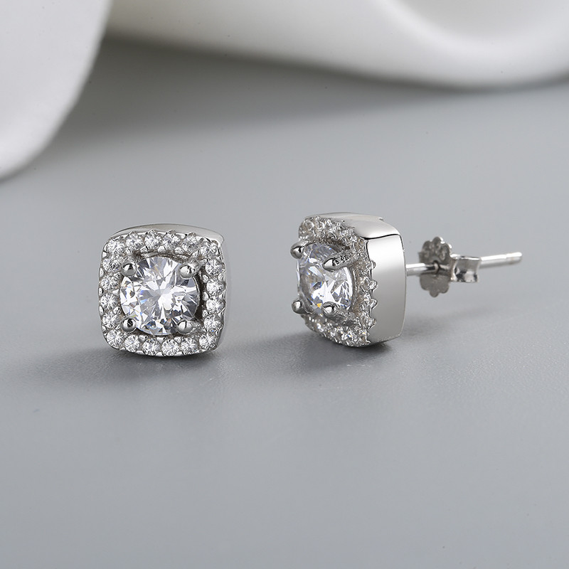 Shine Bright with Our 925 Silver Square Stud Earrings