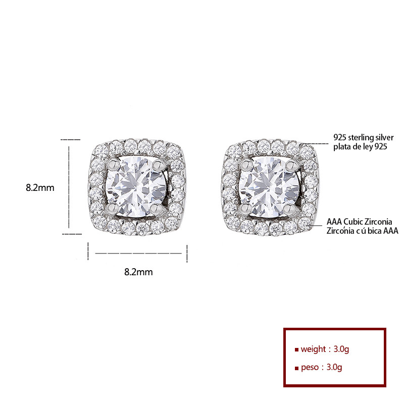 Shine Bright with Our 925 Silver Square Stud Earrings