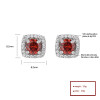 Fine Jewelry For Ladies Square Pattern Red Zircon 925 Silver Hot Sale Stud Earrings