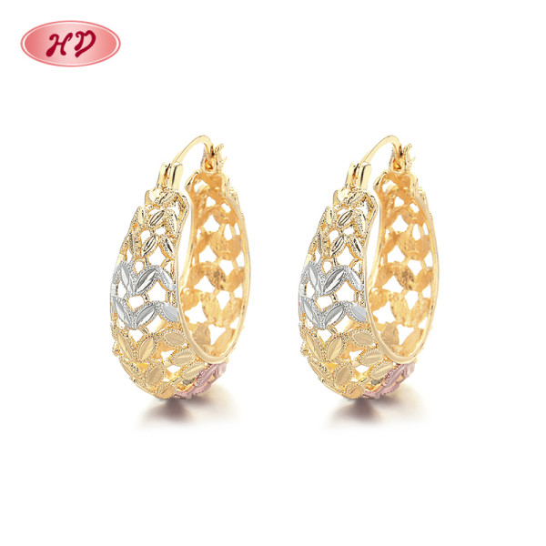 Country Jewelry Vintage Style Wholesale 18K Laminated Gold Hoop Earrings For Ladies