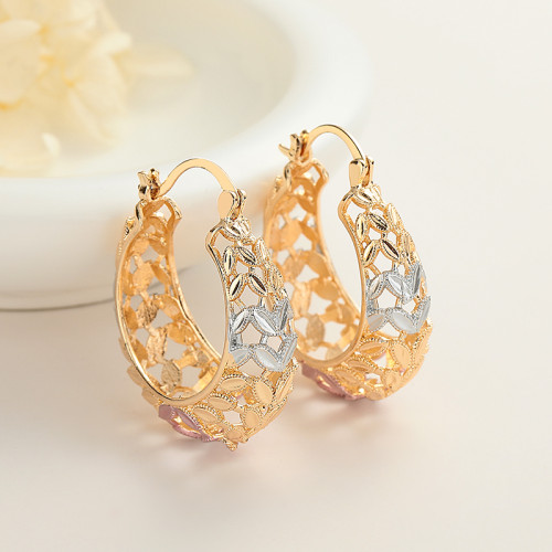 Country Jewelry Vintage Style Wholesale 18K Laminated Gold Hoop Earrings For Ladies