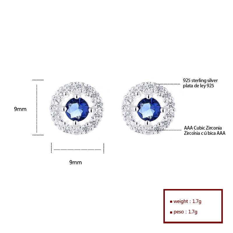 pendientes de Zirconia azul s925, moda mayorista