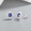 Vintage Style Fine Jewelry For Women Blue Zircon Silver Earrings 925 Sterling