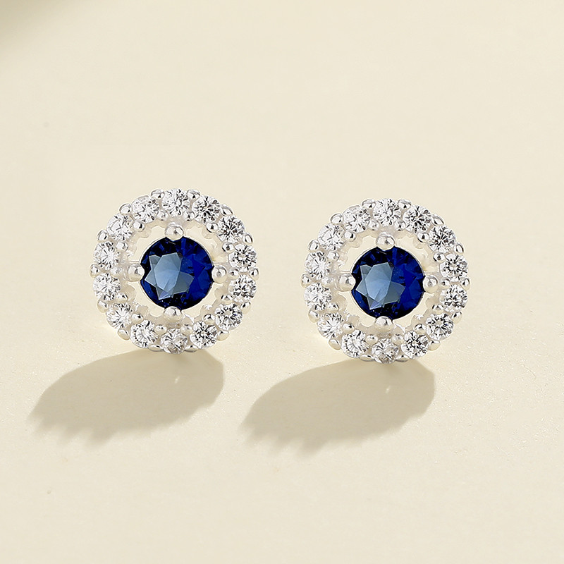  S925 Blue Zirconia Earrings for Wholesale Fashion