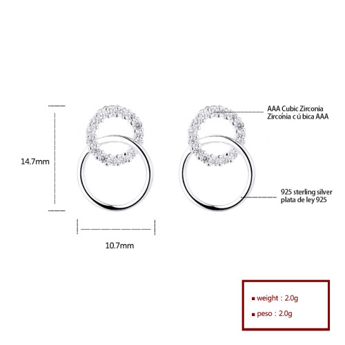 Clavos para los oídos Joyería mayorista de hengdian 925 pendientes redondos de plata esterlina Sra.