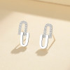 Fine Jewelry For Women Cubic Zirconia Rhodium Plating Double U Earrings 925