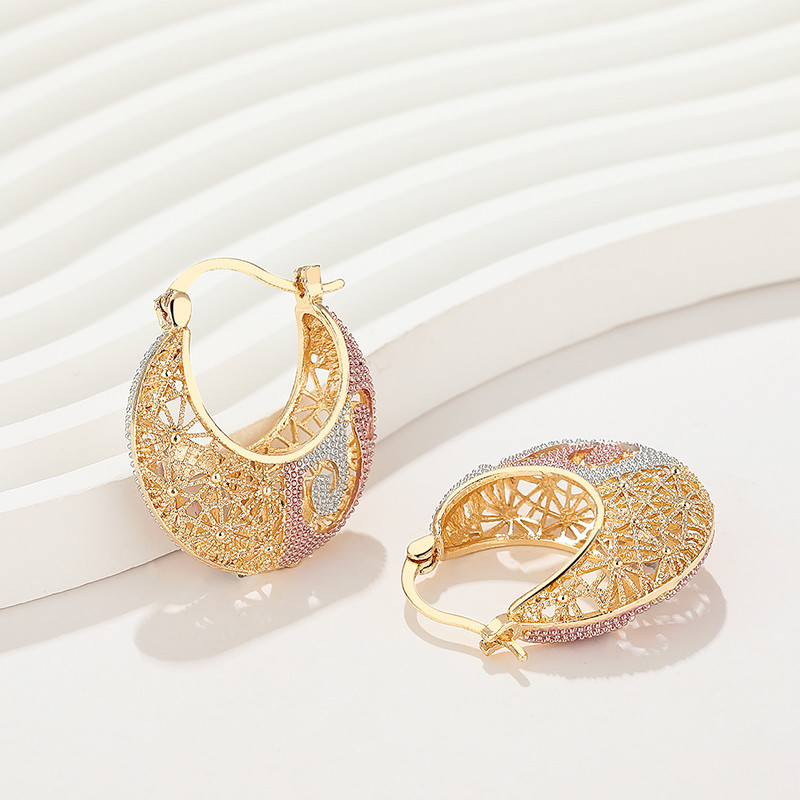 Wholesale 18K Gold-Plated Hollow Hoop Earrings