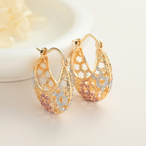 Fine Jewelry Minimalism Carving Patterns Wedding For Women Fashion Hoop Earrings