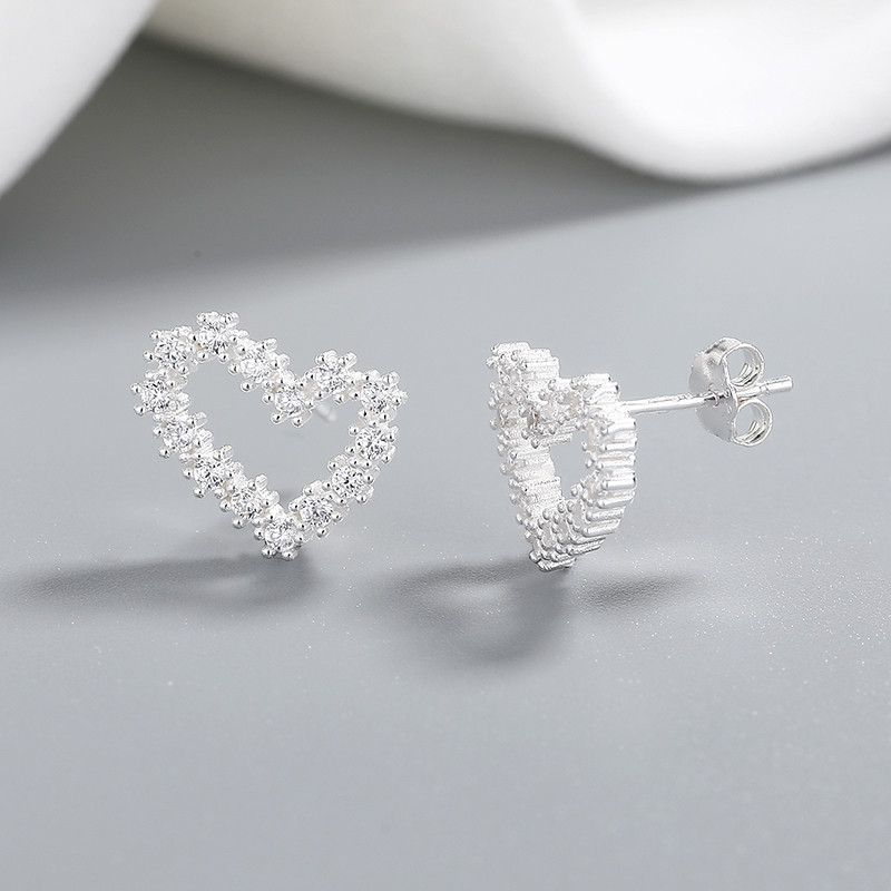 Sterling Silver Heart Stud Earrings