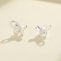 Cubic Zirconia 925 Sterling Silver Stud Earrings Butterfly Jewelry For Women