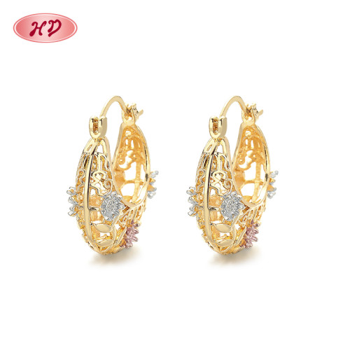 Vintage Style Jewelry Wholesale Original Trendy Flower Hoop Earrings 18K Gold Plated