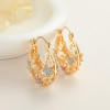 18K Gold Jewelry Wholesale Hengdian Luxury Flower Pattern Gold Filled Hoop Earrings