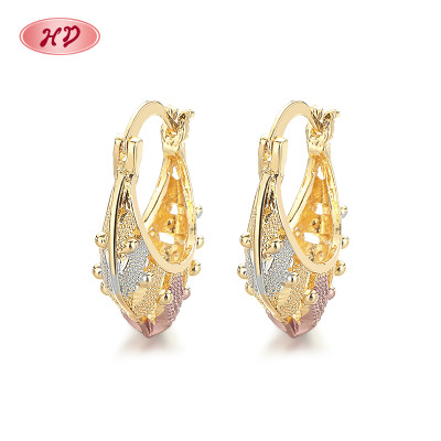 18k Gold Jewelry Wholesale Hollow Out Design Irregular Hoop Earrings For Women