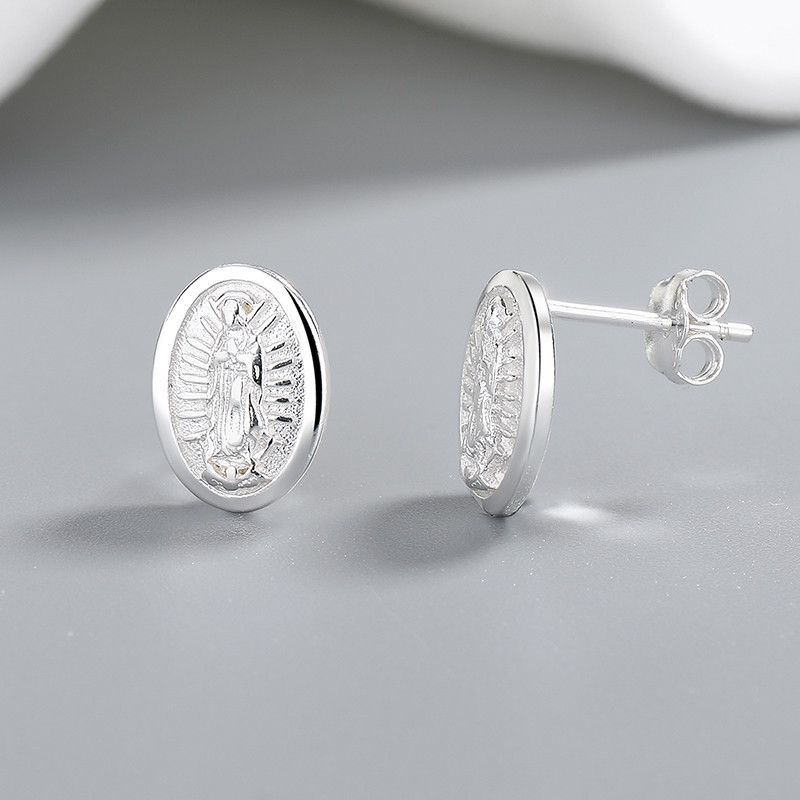 925 Sterling Silver Religious Stud Earrings