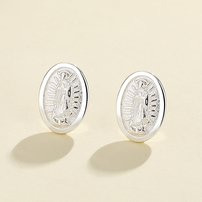 925 Sterling Silver Religious Stud Earrings