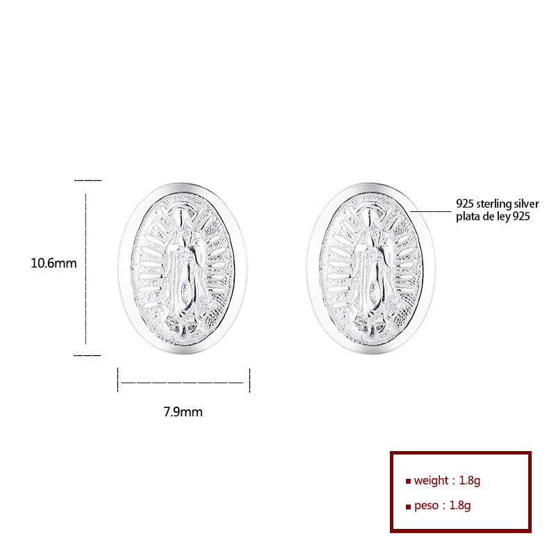 925 Sterling Silver Religious Stud Earrings