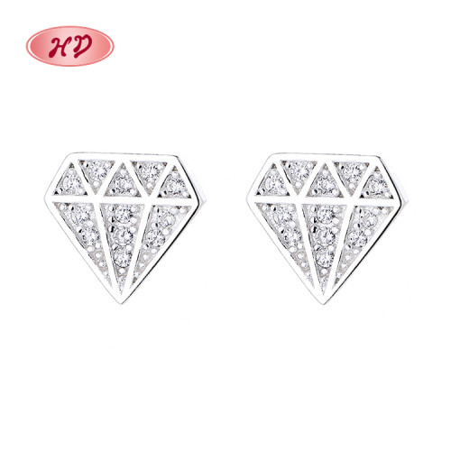 Fine Jewlery For Ladies Cubic Zirconia Diamond Pattern 925 Custom Stud Earrings