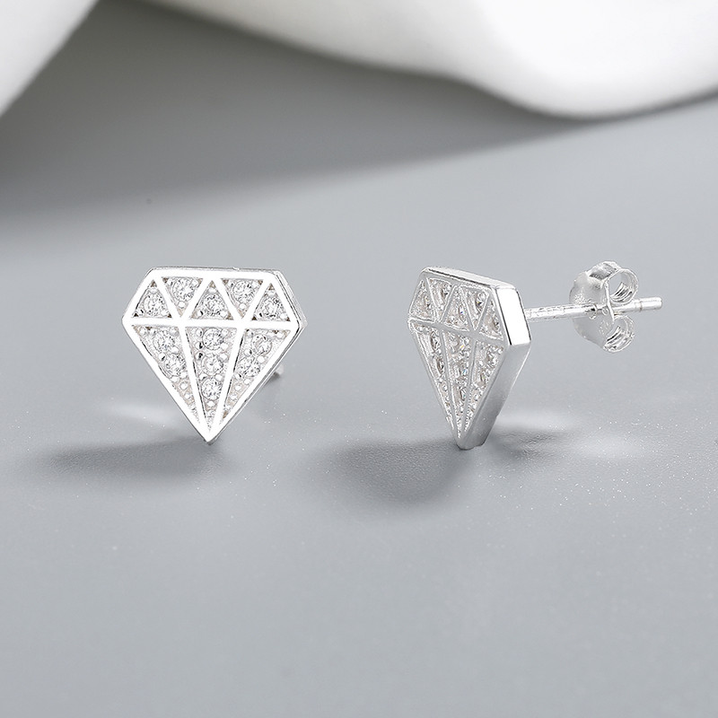 925 Sterling Silver Diamond Stud Earrings