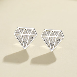 Sra. fine jewlery 925 pendientes con patrón de diamante de Zirconia cúbica
