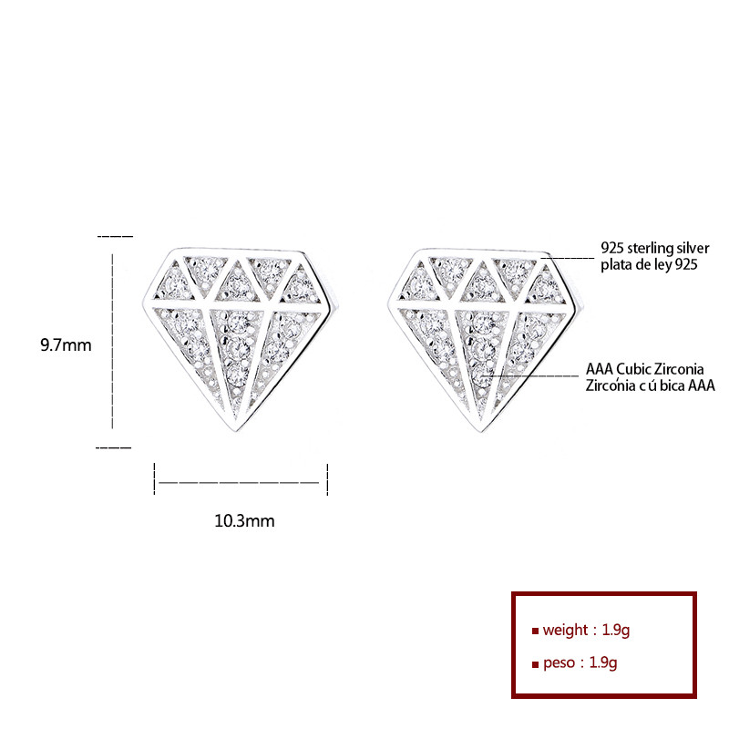 925 pendientes de diamantes de plata esterlina