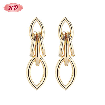 Statement Hoop Earrings Elegan Women's Drop Stud 18K Gold Plated Earrings