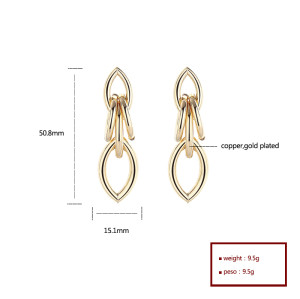 Statement Hoop Earrings Elegan Women's Drop Stud 18K Gold Plated Earrings