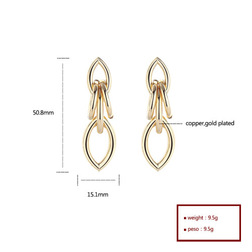 Statement Hoop Earrings Elegan Women's Drop Stud 18K Gold Plated Earrings