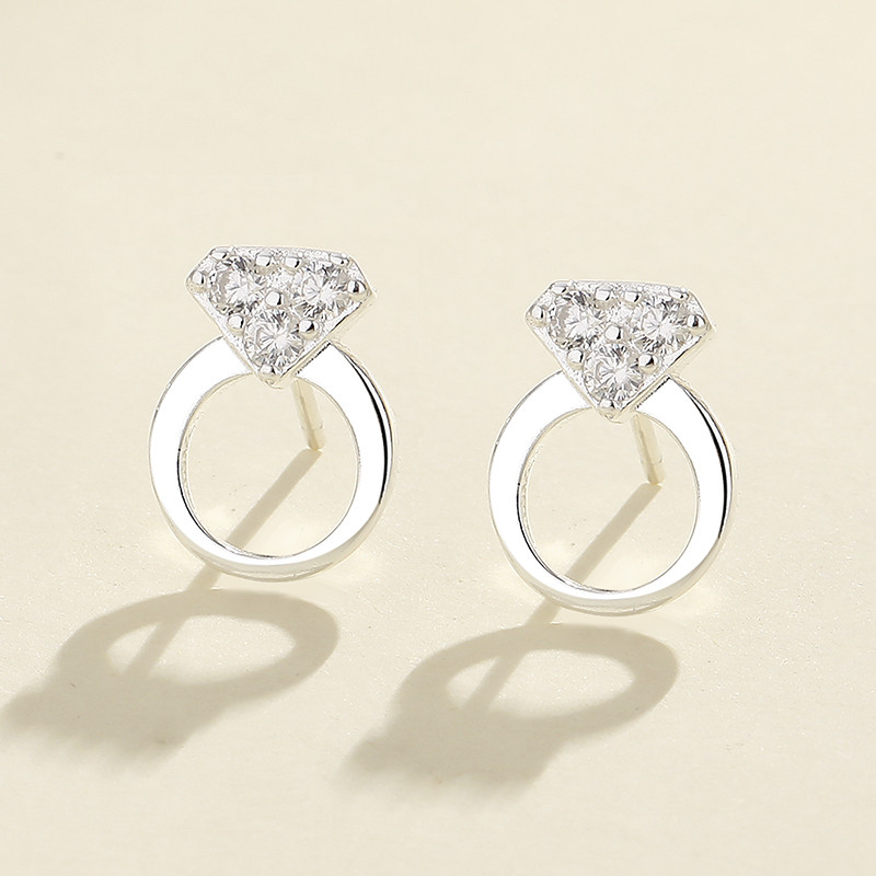 Wholesale S925 Silver Ring Pattern Earrings