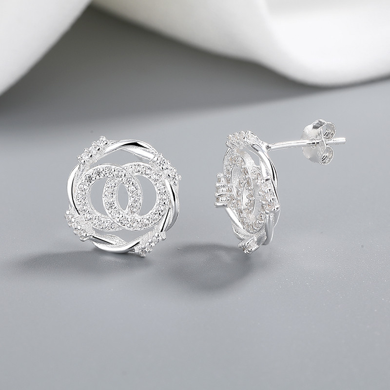 S925 Silver CC Stud Earrings