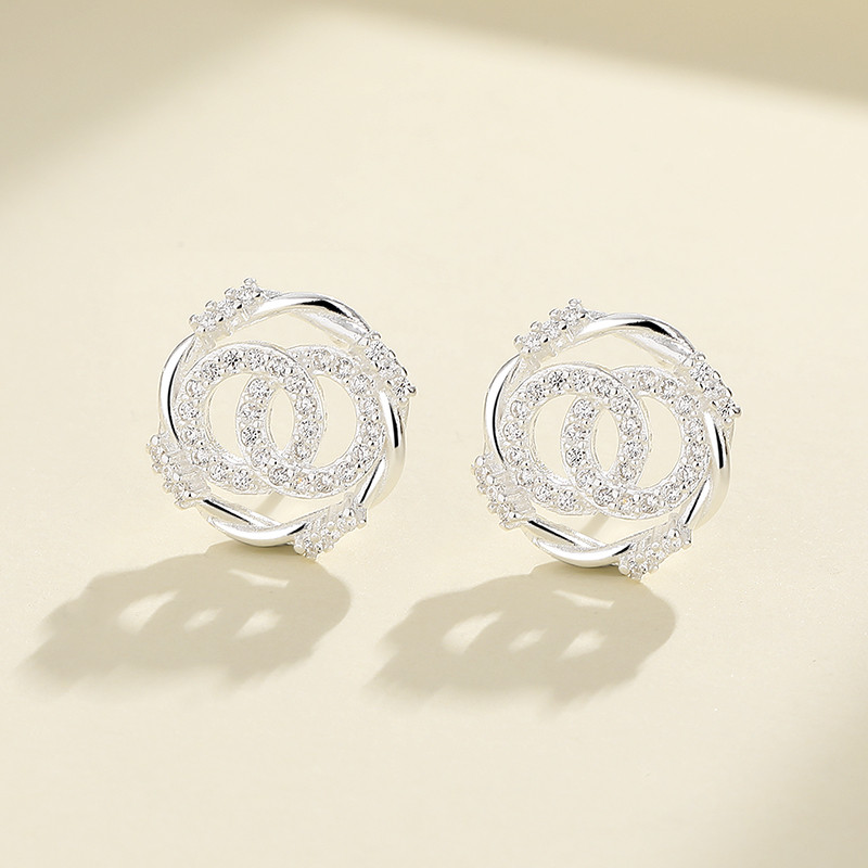 S925 Silver CC Stud Earrings