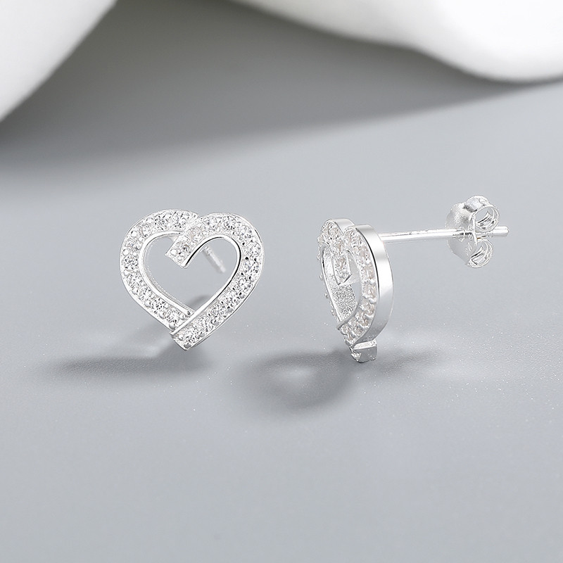 925 Silver Heart Stud Earrings