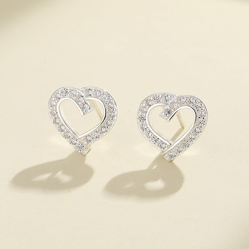 925 Silver Heart Stud Earrings