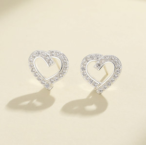 Fine Jewelery Vintage Style For Ladies 925 Silver Heart Earring